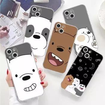 Прозрачный чехол с рисунком «We Bare Bears» для Apple iPhone 13 11 14 12 Pro 7 8 Plus XR X XS Max 6 6S 13Pro, силиконовый чехол для телефона Capas Cas iPhone 14 Pro Max