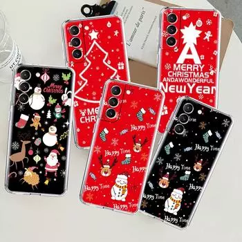 Прозрачный чехол с рождественским рисунком снеговика для Samsung Galaxy S22 S20 FE S21 S10 S9 Plus Note 20 Ultra 10 Lite, прозрачный чехол для телефона Samsung S20 FE 5G