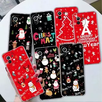 Прозрачный чехол с рождественским рисунком снеговика для Xiaomi Mi Poco X3 NFC M3 Pro F3 F1 11 Lite 12 Note 10 11T 9T, прозрачный чехол для телефона Redmi Note 9S