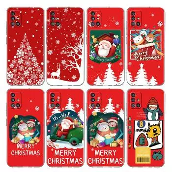 Прозрачный чехол с рождественским рисунком снеговика для Samsung Galaxy A52 A12 A51 A32 A21s A71 A32 A22 50 A70 A31 A72 5G, чехол для телефона Samsung A03
