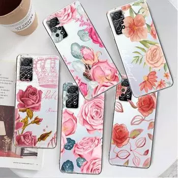 Прозрачный чехол с розовой розой и короной для Xiaomi Redmi Note 12 7 8 9 8t 11t 8 10 Pro 9s 10s 11 11s для Mi 9a 9 9c 9t 10 10c K40 Redmi 12C