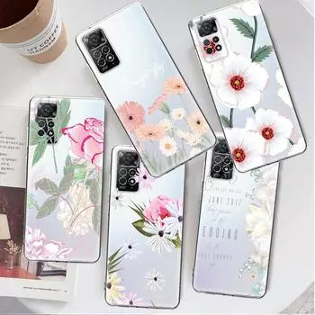 Прозрачный чехол с розовым цветком и цветочным принтом для Xiaomi Redmi Note 12 7 8 9 8t 11t 8 10 Pro 9s 10s 11 11s для Mi 9a 9 9c 9t 10 10c K40 Redmi Note 11ProPlus