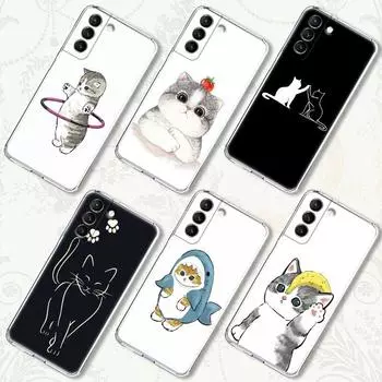 Прозрачный чехол с забавным мультяшным рисунком кота, милым животным для Samsung Galaxy S22 S21 S20 FE S 22 Ultra S10E S9 Plus 5G, чехол Samsung S9