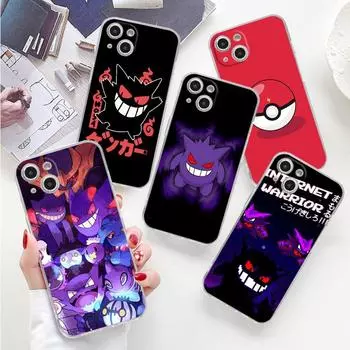 Прозрачный чехол с забавным покемоном Gengar для Apple iPhone 13 11 14 12 Pro 7 8 Plus XR X XS Max 6 6S 13Pro, силиконовый чехол для телефона, чехол iPhone 14 Pro Max