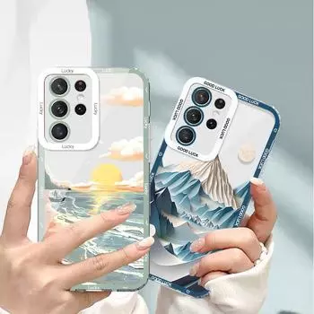 Прозрачный чехол Samsung S23Ultra Sunset Art 20 для A52/A32, масляная живопись «Морской пейзаж» «Восход солнца» для A13 и других. Samsung S21 Ultra