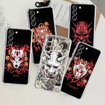 Прозрачный чехол Samurai Oni Mask для Samsung Galaxy S22 S20 FE S21 S10 S9 Plus Note 20 Ultra 10 Lite, прозрачный чехол для телефона Samsung S20 FE 5G