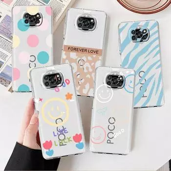 Прозрачный чехол со смайликом и полосками для Xiaomi Mi Poco X3 NFC M3 Pro F3 F1 11 Lite 12 Redmi Note 10 9S 8 7 9, мягкий чехол для телефона Xiaomi Poco M3