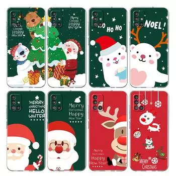 Прозрачный чехол со снеговиком для Samsung Galaxy A52 A12 A51 A32 A21s A71 A32 A22 50 A70 A31 A72 5G Phone Cover Samsung A03