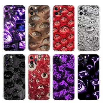 Прозрачный чехол со страшным лицом и глазами, смайликом для Apple iPhone 13 11 14 12 Pro 7 8 Plus XR X XS Max 6 6S 13Pro, силиконовый чехол для телефона iPhone 6 6S