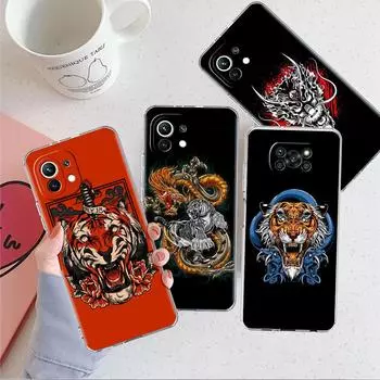 Прозрачный чехол Tiger Animal для Xiaomi Mi Poco X3 NFC M3 Pro F3 F1 11 Lite 12 Note 10 11T 9T Прозрачный чехол для телефона Xiaomi Poco F3