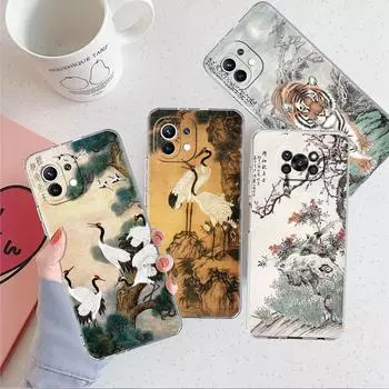 Прозрачный чехол Tiger Crane ART для Xiaomi Mi Poco X3 NFC M3 Pro F3 F1 11 Lite 12 Note 10 11T 9T прозрачный чехол для телефона Xiaomi Poco F3