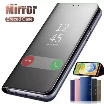 Прозрачный чехол-зеркало для макияжа для Samsung Galaxy A04s A14 A54 A53 A73 S23 Xiaomi Redmi Note 12 11 Pro Poco X5 iPhone 14 13 12 11 Pro Max флип-чехол Xiaomi Redmi 9T чёрный