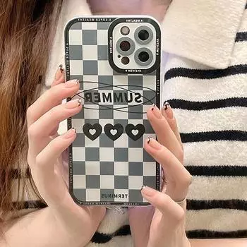 Прозрачный чехол Zhitai Love Chessboard с ремешком для iPhone 13/14/15 Pro