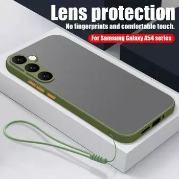 Чехол-шнурок с прозрачным цветным чехлом для телефона Samsung S25 Ultra S24 FE S23 Plus S22 S21 A56 A36 A16 A55 A26 A15, противоударный акриловый мягкий матовый чехол с краями Samsung S22 чёрный