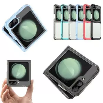 Прозрачный цветной чехол из ТПУ для Samsung Galaxy Z Flip 6 5 4 3, защитный чехол, прозрачный роскошный противоударный защитный чехол For Samsung Z Flip 5 серый