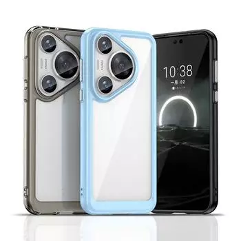 Прозрачный цветной чехол TPU для Huawei Pura 70 Pro P70 Ultra, защитный чехол, прозрачный противоударный чехол с полной защитой Huawei Pura 70 чёрный