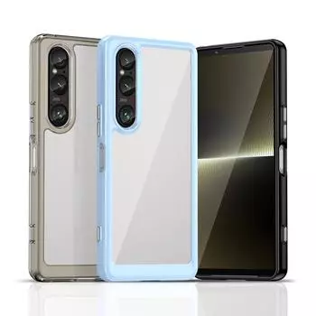 Прозрачный цветной чехол TPU для Sony Xperia 1 10 VI 5 V защитный чехол прозрачный противоударный чехол с полной защитой For Xperia 5 V чёрный