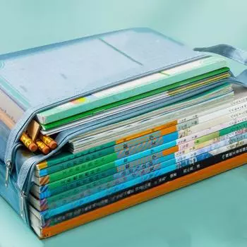 Прозрачный держатель для файлов с застежкой-молнией на ремешке, двухслойный органайзер для документов большой емкости формата А4, контейнер для офисных рабочих файлов A4 серый