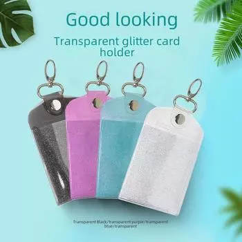 Прозрачный держатель для карточек с блестками в корейском стиле для студентов – симпатичный и прочный для карточек на проезд в метро, кампусе и питание
