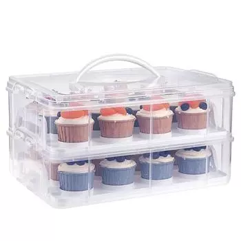 Прозрачный держатель для кексов, двухъярусные контейнеры для кексов, контейнер для хранения инструментов для выпечки, яичный пирог белый