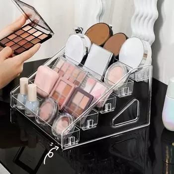 Прозрачный держатель для лака для ногтей, экономящий место, подставка для очков, поднос для хранения косметики, кладовая 3 Layers