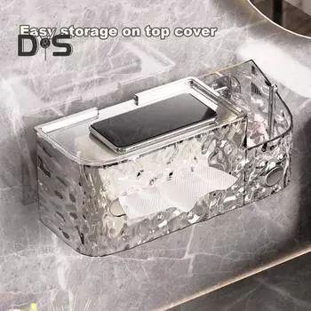 Прозрачный держатель для салфеток для душа, большой емкости, гладкая текстура, диспенсер для бумаги, контейнер для хранения влажных салфеток серый