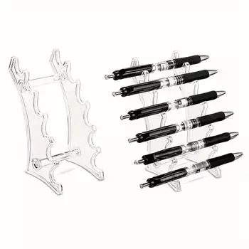 Прозрачный держатель для шариковой ручки 6 бит, простая подставка для макияжа, офисное использование белый