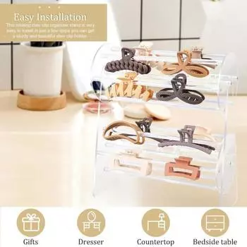 Прозрачный держатель для зажимов-когтей, вращающийся на 360 градусов, прочная конструкция, стойка для хранения зажимов для волос, выставочный стенд для бутика чистый