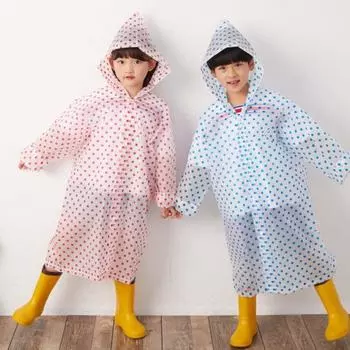 Прозрачный детский дождевик с капюшоном в горошек для детей, дождевик для мальчиков и девочек, детский дождевик красный