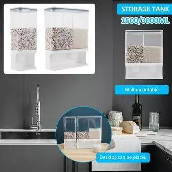 Прозрачный диспенсер для риса Настенные контейнеры для хранения риса Кухонный органайзер для зерна Герметичный кухонный органайзер для хранения Инструменты чистый