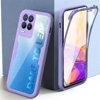 Прозрачный двойной чехол 366 для OPPO Realme C21Y C25Y C21 9 9i 8 8i 7 6 Pro A54 A74 A94 A55 A33 A53 A52 A72 A92 4G 5G, пленка для экрана, передняя и задняя крышка OPPO A94 5G чёрный