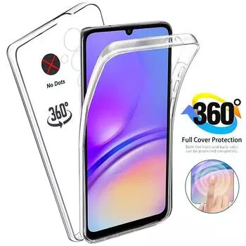 Прозрачный двойной чехол на 360 градусов для Samsung Galaxy A05S A15 A25 A35 A55 A04S A54 A53 S23 S24 Redmi Note 13 iPhone 15 14 13 12 Pro Max, мягкий чехол из ТПУ For Xiaomi Redmi 11A чистый