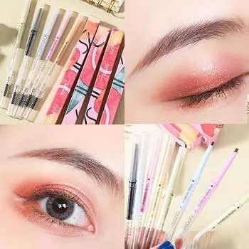 Прозрачный двуглавый карандаш для бровей, трехмерный эскиз, треугольный карандаш для бровей-мачете, водонепроницаемый, против пота и без головокружения, модный краситель