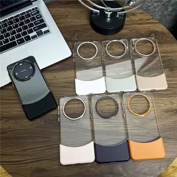 Прозрачный двухцветный монтажный чехол для ПК с вставкой вниз и вверх для Huawei Mate 60 Pro Plus, противоударный защитный чехол для задней крышки Mate 60 чёрный