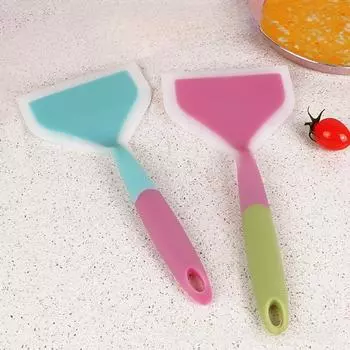 Прозрачный двухцветный силиконовый шпатель Тамагояки all зелёный