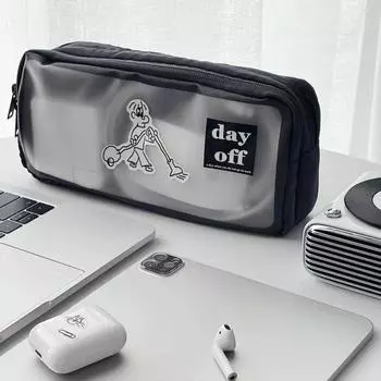 Прозрачный двухслойный пенал большой емкости канцелярская сумка черная матовая Оксфордская ткань сумка для ручек подарок для школьников школьные принадлежности