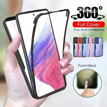 Прозрачный двусторонний чехол для телефона Samsung Galaxy A04S A14 A24 A34 A54 A23 A53 A73 S21 S22 S23 Ultra Plus, противоударная мягкая силиконовая передняя задняя крышка For Samsung S23 Ultra чёрный