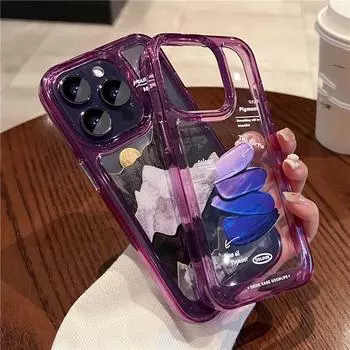 Прозрачный фиолетовый чехол для телефона Snow Mountain Sunset для Iphone 14 13 11 12 Pro Max Xr Xs Max 13pro, противоударный бампер, жесткий чехол для ПК For iPhone 13Pro
