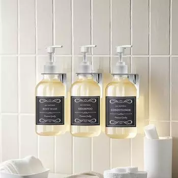 Прозрачный флакон для лосьона, настенный флакон для шампуня, многоразовый флакон с дозатором и этикетками, дозатор для шампуня и геля для душа Type 1