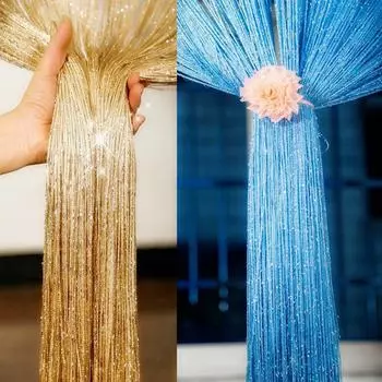 Прозрачный фон с нитью, блестящий декор для комнаты, балдахин, домашний шарф, занавеска с кисточками, линия, занавеска, дверная перегородка коричневый