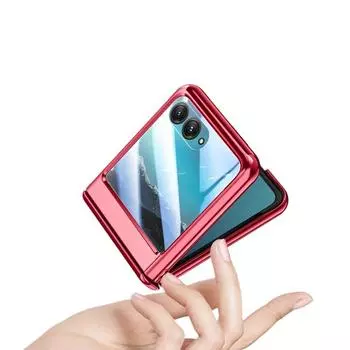 Прозрачный гальванический складной зеркальный пленочный чехол для Motorola Razr 40 Ultra, чехол «все включено», защитный противоударный жесткий чехол for Moto Razr40Ultra красный