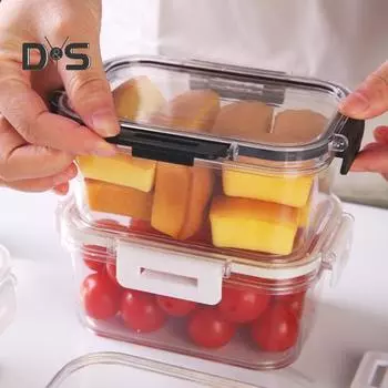Прозрачный герметичный ящик для хранения, полезный для микроволновой печи, столовая, кухонный холодильник, контейнер для хранения продуктов чёрный