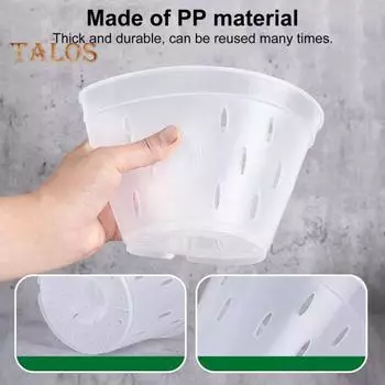 Прозрачный горшок для орхидеи, многоразовый цветочный горшок для орхидеи с отверстиями, пластиковый вентилируемый горшок для пересадки, выращивания орхидей в помещении и на открытом воздухе 11cm белый