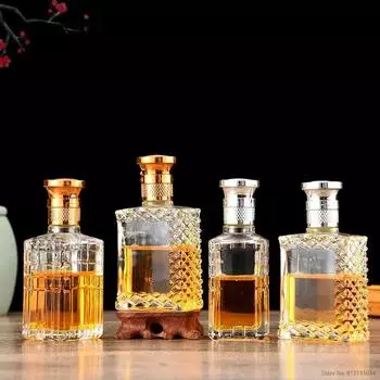 Прозрачный графин для виски, ликера, стеклянная бутылка для шотландского бурбона, домашнее питье, без свинца, 100 мл