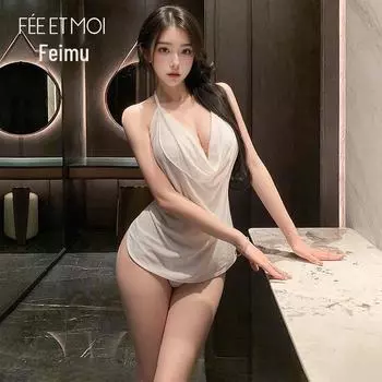 Прозрачный халтер-биб комплект нижнего белья Pure Desire One Size