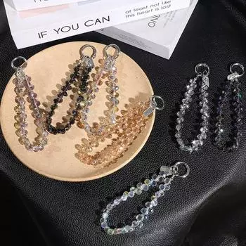 Прозрачный хрустальный брелок с бусинами, блестящая запястье, хрустальная цепочка, кулон из хрустальных бусин для женщин и девочек золотой