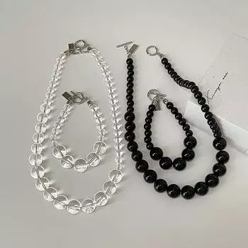 Прозрачный хрустальный стеклянный браслет с бусинами, женский дизайн, простота, индивидуальность, мода, универсальное ожерелье, цепочка на шею, цепочка на ключицу