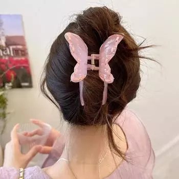 Прозрачный коготь из смолы с крыльями Прозрачный зажим для акулы Модный зажим для акулы-бабочки Фестиваль синий