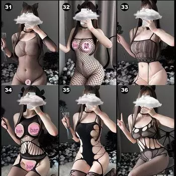 Прозрачный комплект нижнего белья с вырезом и открытой грудью B001, One Size