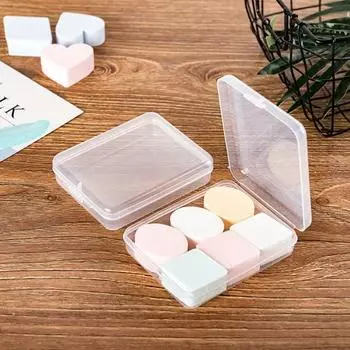 Прозрачный контейнер для хранения, пуховка для макияжа, заколка для волос, небольшой орнамент, органайзер чистый